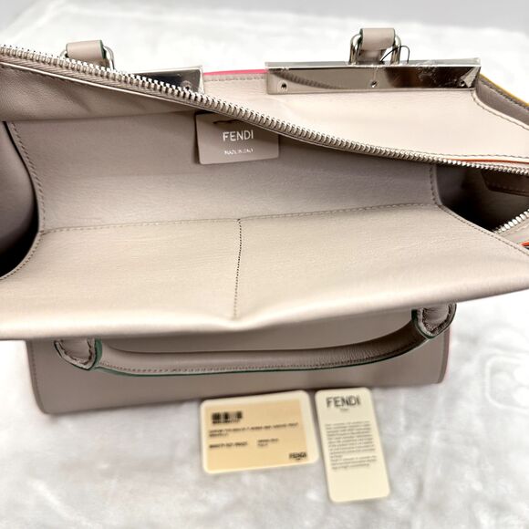 FENDI 3Jours Grey Calfskin Leather Satchel Bag Multicolor Trim Italy $ 2950 - Picture 15 of 16